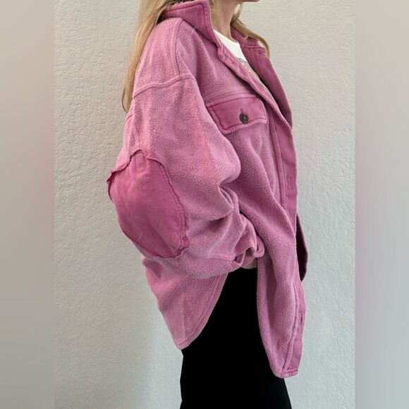 Free People Pink Fleece Shacket (Size XS) - Picture 5 of 8